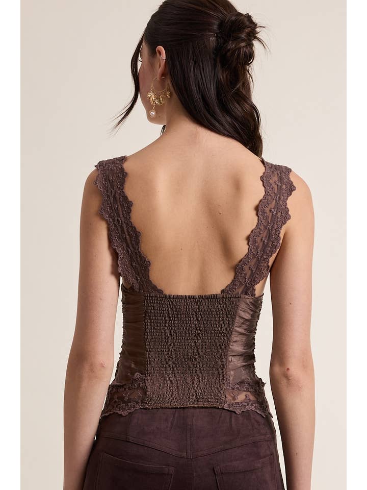 Sky to Moon - Wholesale Tank Top - Women's - SCALLOP SHAPE FLORAL LACE WIDE STRAP CAMI TOP10