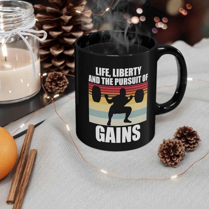 Teegarb LLC - Wholesale Coffee mug - 11oz Black Coffee Mug Ceramic Novelty Patriotic Weightlifter Bodybuilder Bodybuilding Fan Hilarious Chauvinistic Physical FItness Working Out Lover3