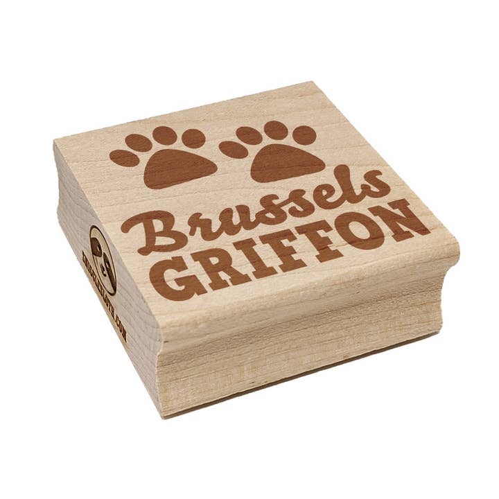Brussels Griffon Dog Paw Prints Fun Text Square Rubber Stamp for Stamping Crafting for wholesale by Sniggle Sloth