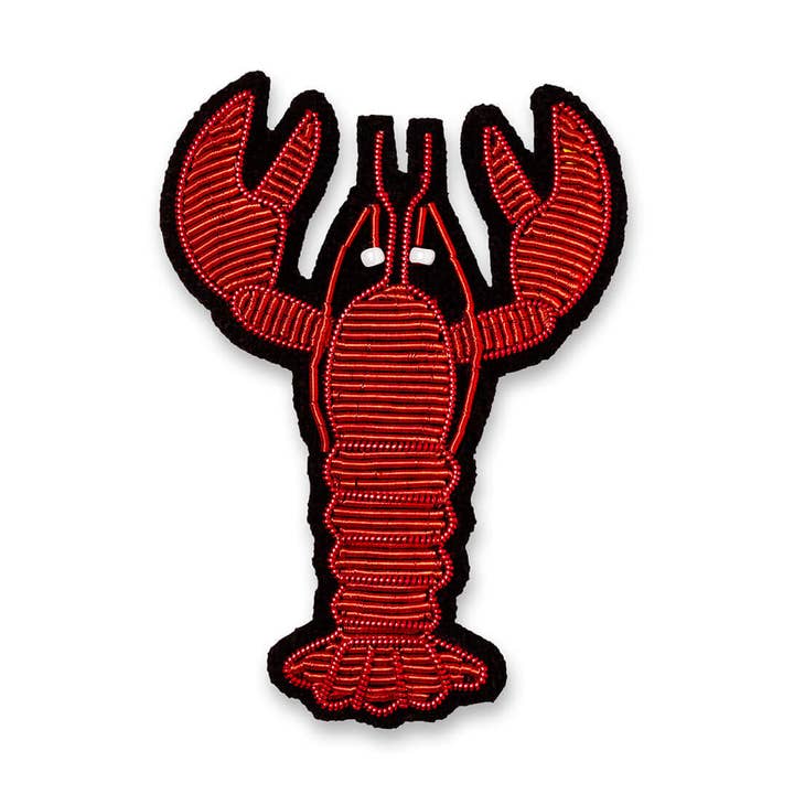 Handbestickte Brosche - Orangefarbener Hummer für den Großhandel von Macon & Lesquoy