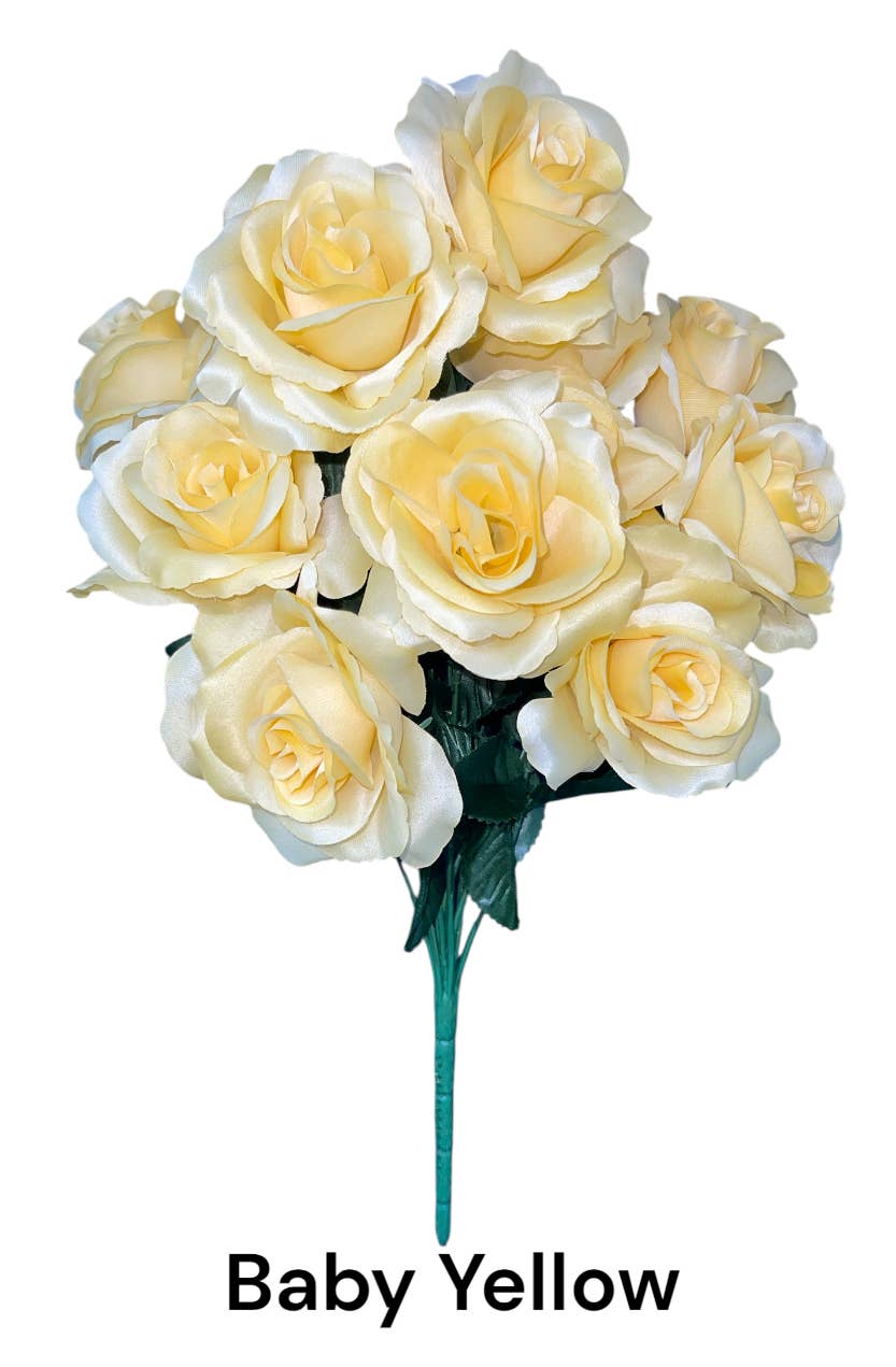 Thompson Wholesale - Wholesale Artificial Flowers - Color Fast Lillian Open Rose Bush (30 PK)3