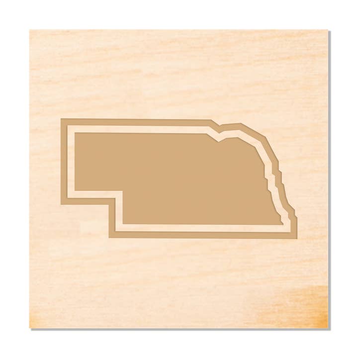 Nebraska Outline Wood Coaster for wholesale by RAYGUN