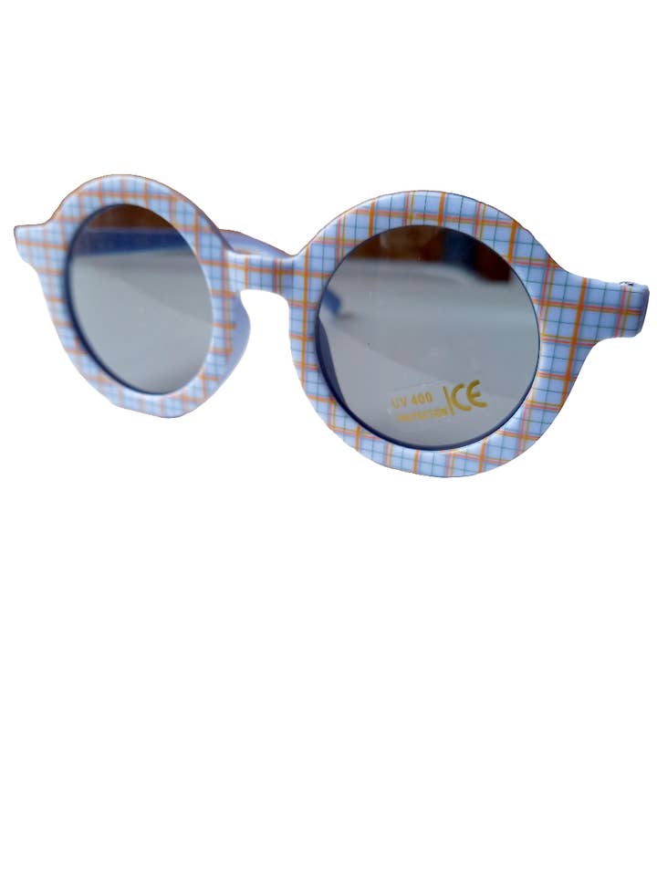 Kinderzonnebril retro ruit blauw for wholesale by Happy by Lies