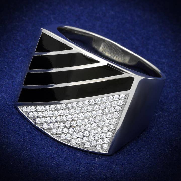 TS227 - Anillo de plata de ley 925 con circonita de grado AAA en transparente para venta al por mayor de Alamode