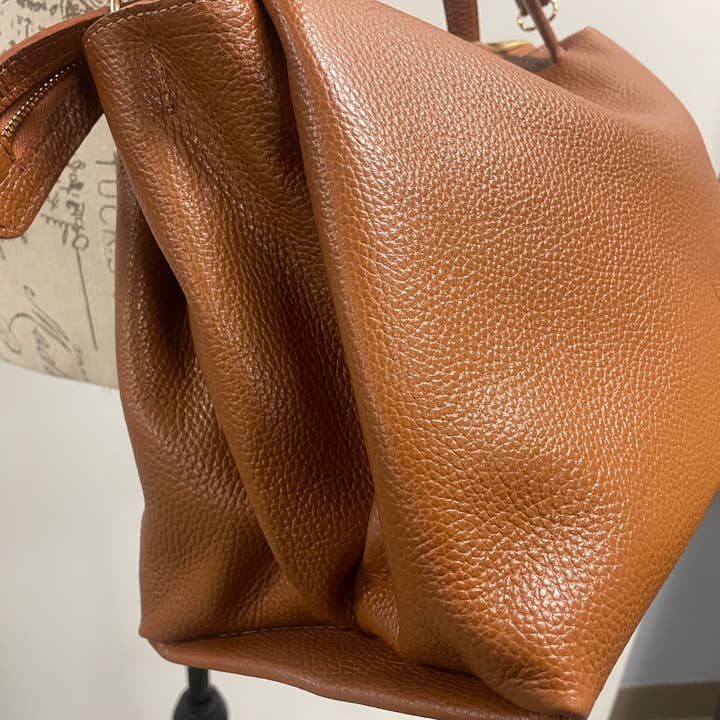 AMMA JO - Wholesale Satchel - Women's - Dorinda Bag - Italian Leather Carryall Satchel (Camel Brown)2