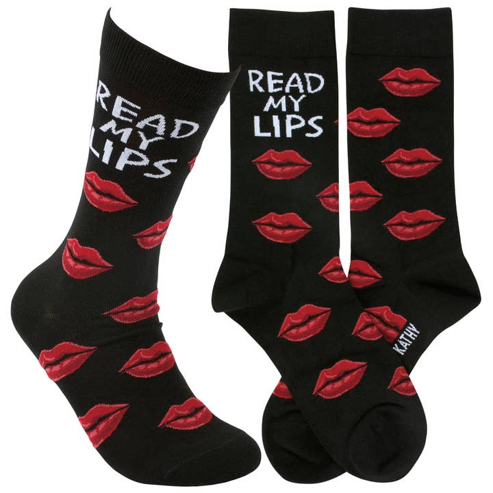 Read My Lips Socks for wholesale by Primitives by Kathy