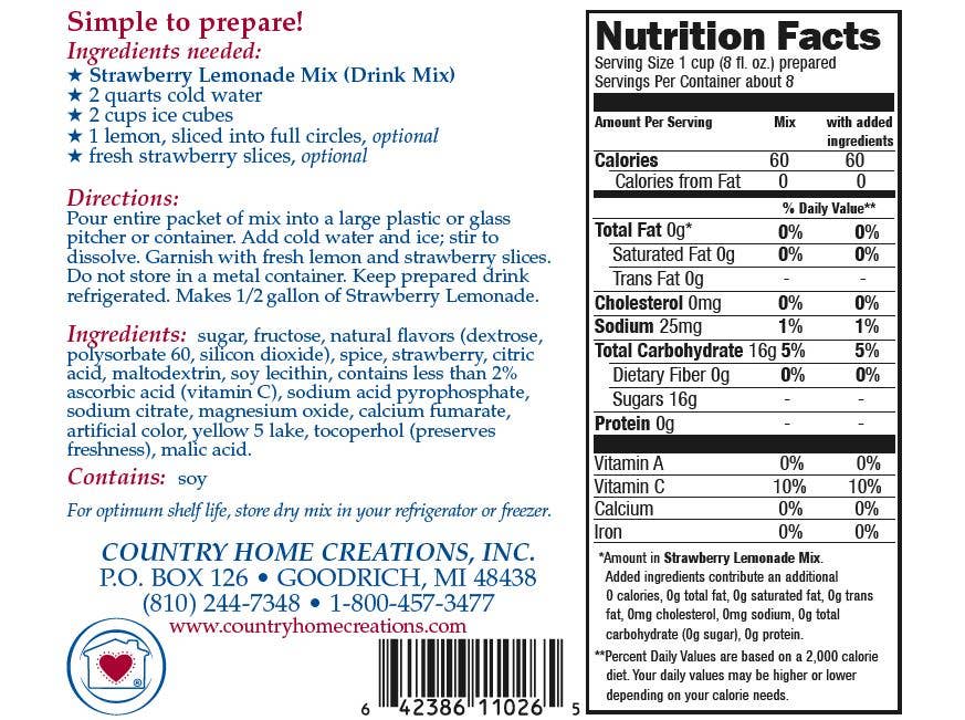 Country Home Creations – wholesale Drink mix – Strawberry Lemonade Mix1