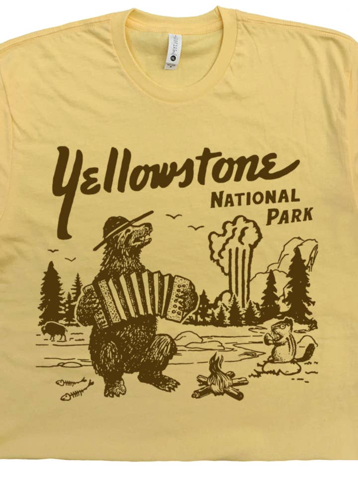 Shirtmandude Co - Wholesale Screen Printed T-Shirt - Unisex - Yellowstone Shirt Vintage National Park Souvenir Tee Western