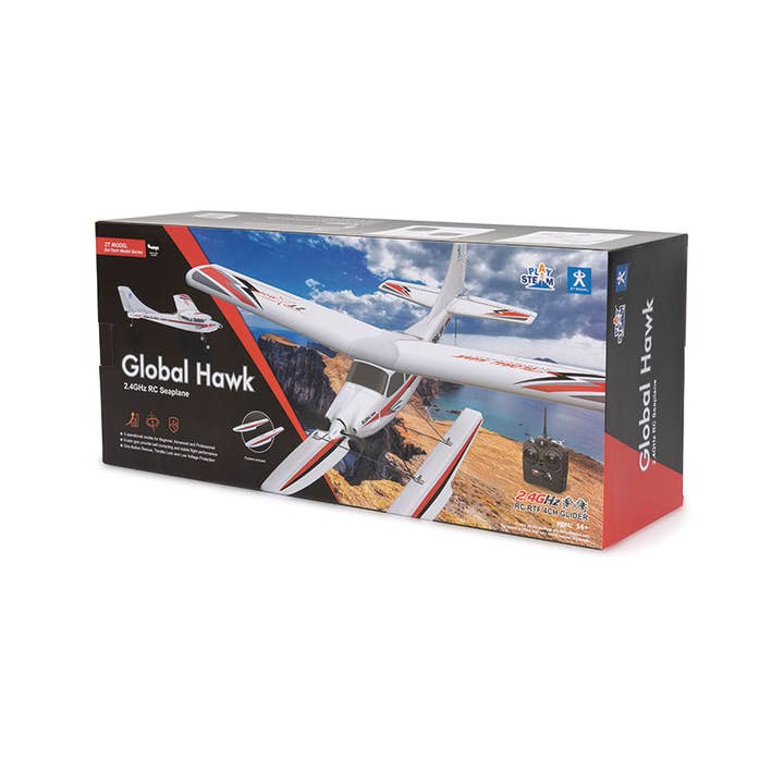 PlaySTEM - Wholesale Toy Plane - Kids - Global Hawk ARF 2.4GHz RC Trainer Airplane with Floats - Red