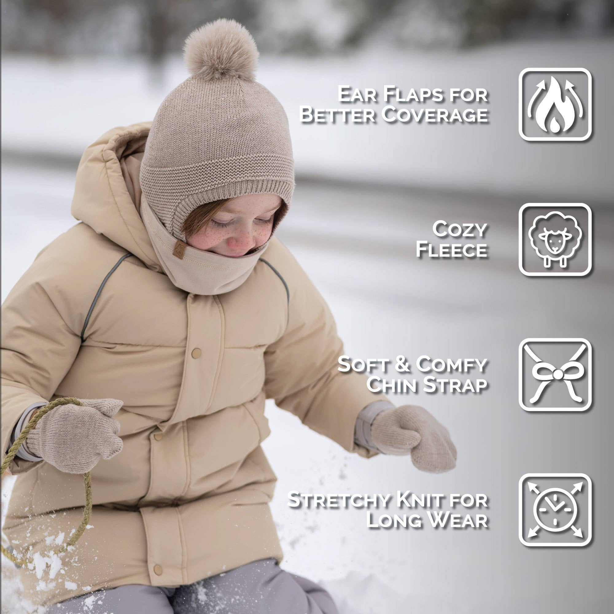 Jan & Jul - Vente Bonnet – enfant - Champ de blé | Bonnets à pompons pour enfants4