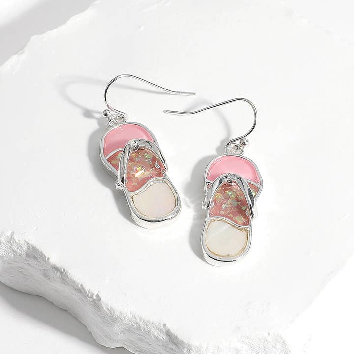Sensibling Corp. - Wholesale Dangle Earrings - Abalone Sea Glass Flip Flop Dangle Earrings