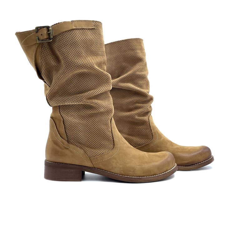 WALKING NOW SRL - Wholesale Boots - Women's - Summer Spring Women's Nubuck Boots with Perforated Leather2