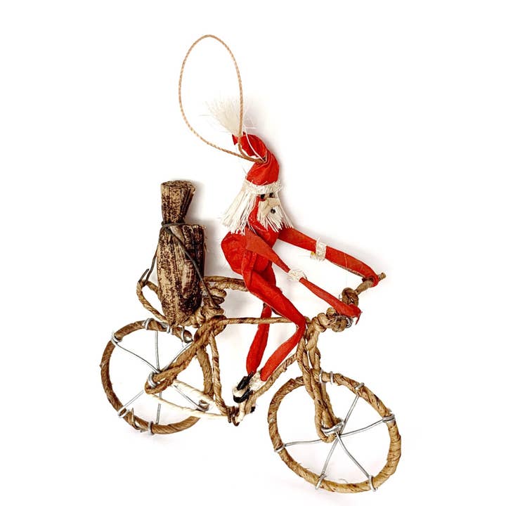 Santa on a Bike Christmas Ornament for wholesale by Ornaments 4 Orphans