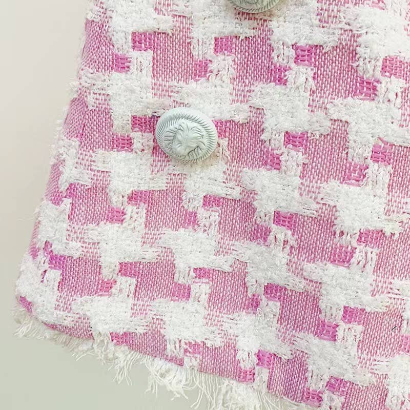 Productseeker - Wholesale Suit Set - Women's - SET063 Elegant Pink Houndstooth Suit Set11