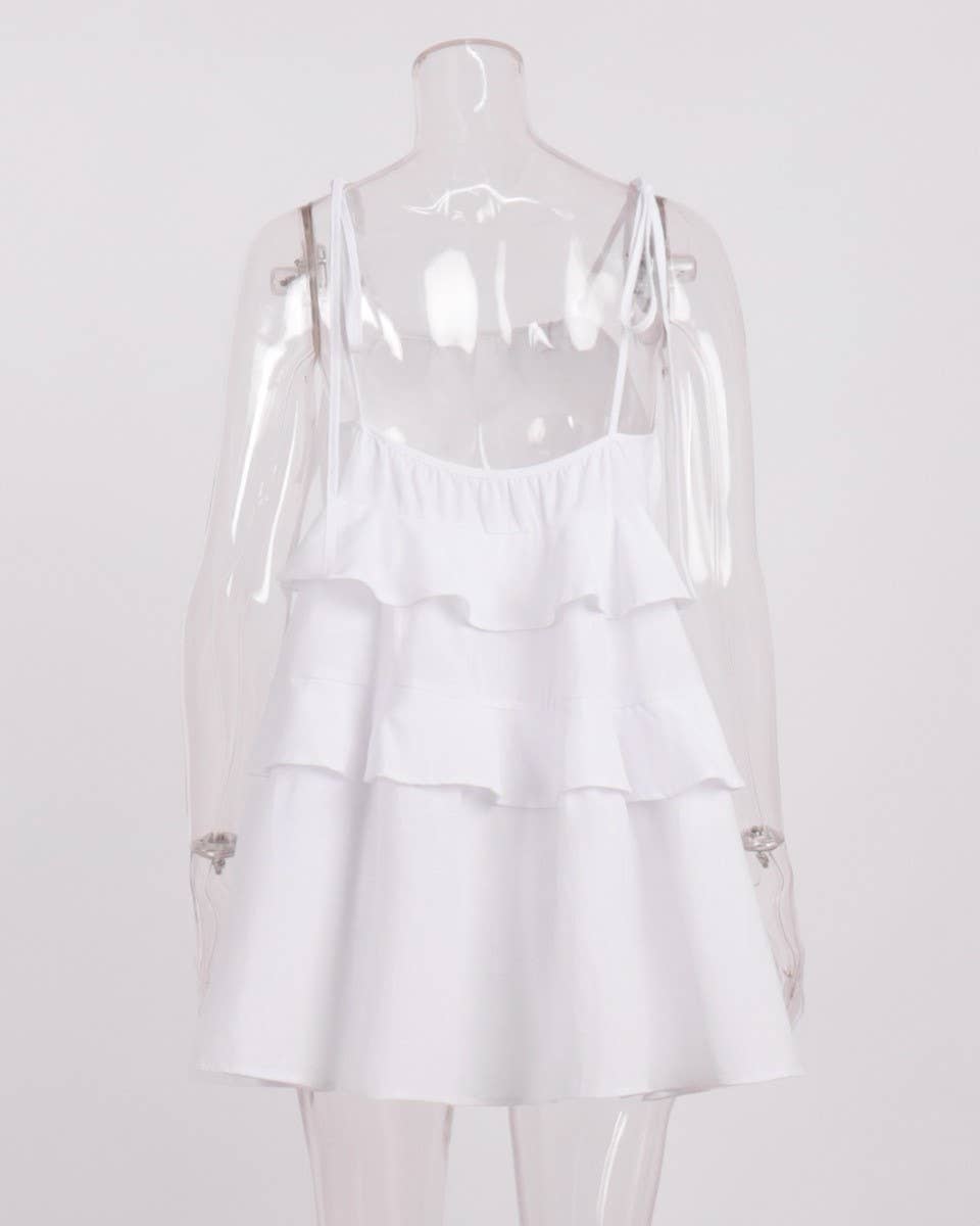 HIDDENBRAND - Wholesale Dress - Women's - Multi-Layered Ruffle Cake Backless Slip Dress1