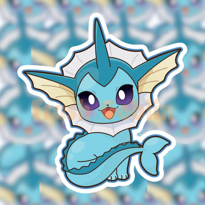 Vaporeon Chibi Sticker for wholesale by Trash Goblin