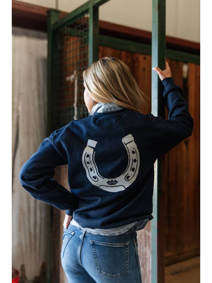 Ali Dee - Wholesale Graphic Sweatshirt - Women's - Heritage Horseshoe Western Sweatshirt - Navy1