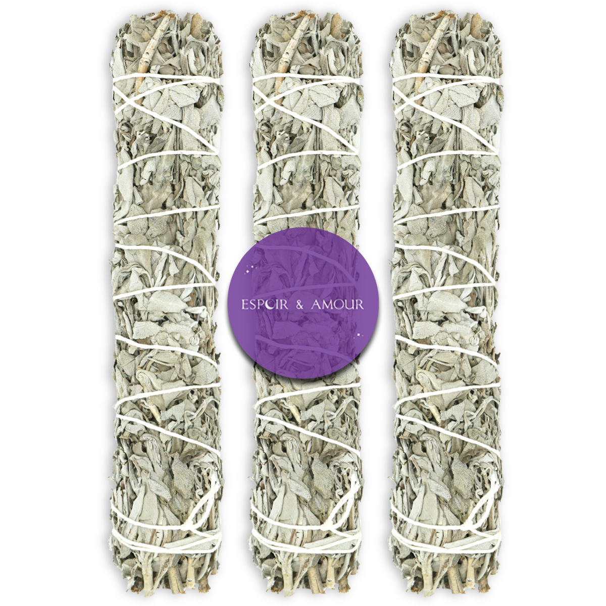 Espoir & Amour – wholesale Sage bundle – White Sage 9" - Organic California Hand Tied Smudge Sticks5