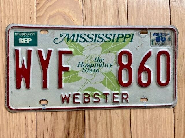 1980 Mississippi Webster County Nummernschild für den Großhandel von RusticPlates