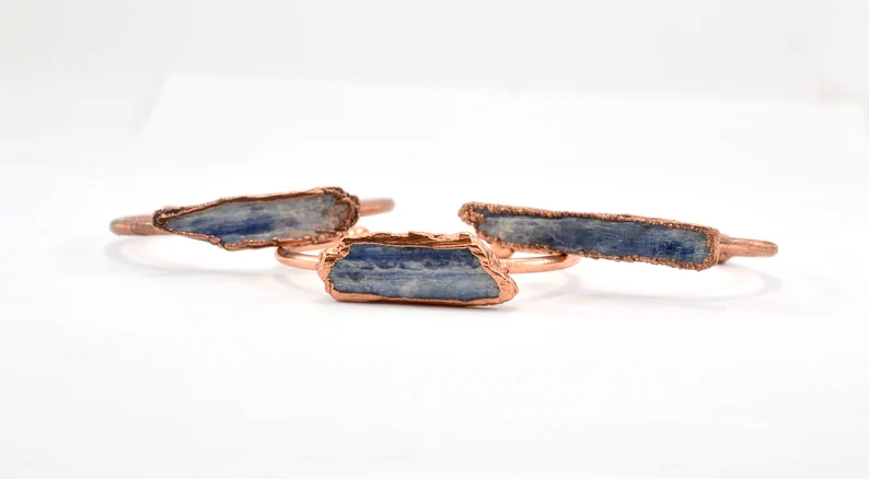 Daddy Daughter Jewelry – wholesale Manschettarmband – Rå blå kyanite koppar armband manschett1
