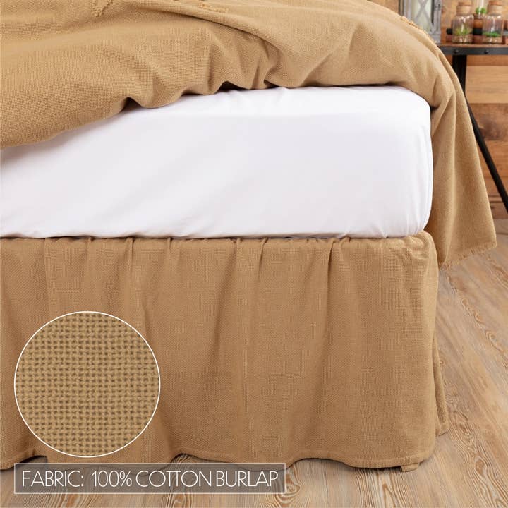 VHC Brands - Wholesale Bedskirt - Burlap Natural Ruffled King Bed Skirt 78x80x16