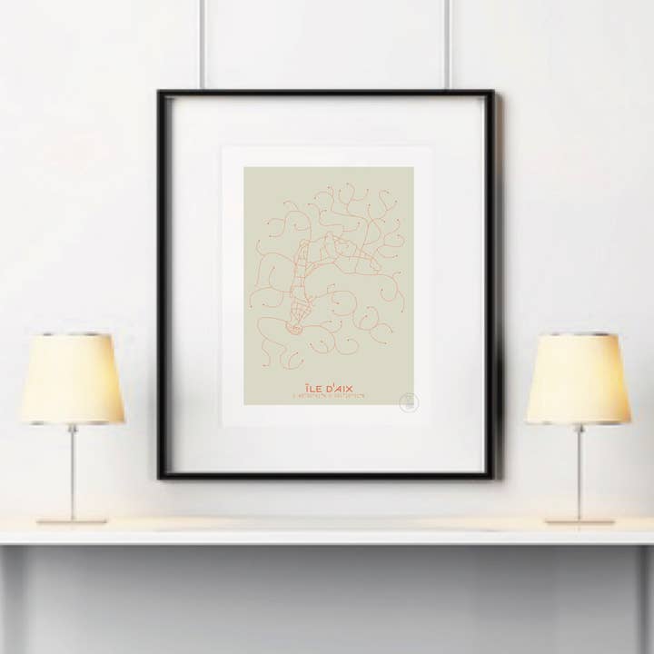 Poster van de kaart Ile d'Aix voor wholesale door Prao Studio