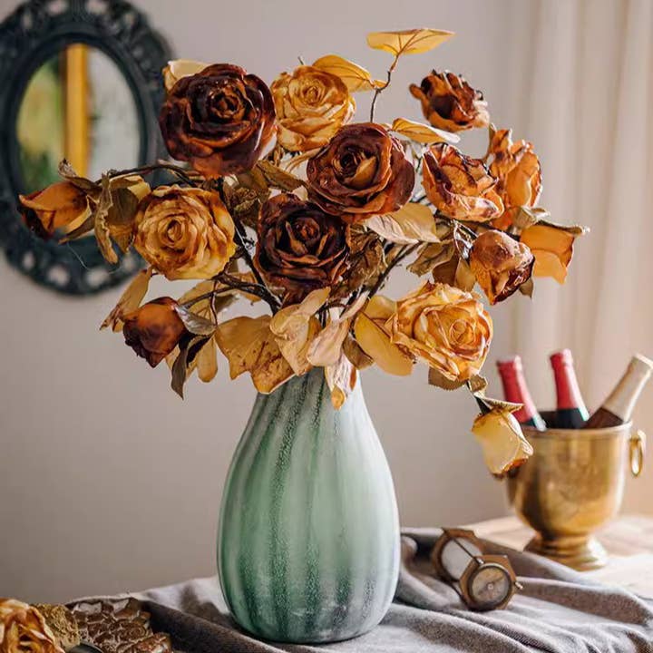 Rustic Reach - Wholesale Artificial Flowers - French Dried Look Faux Rose Stem 26" Tall