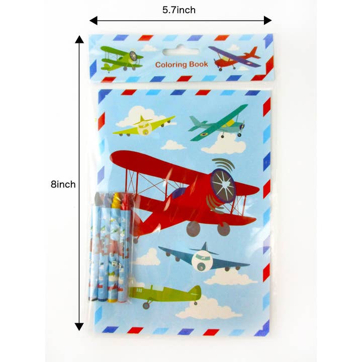 Tiny Mills - Wholesale Colouring book – Child & baby - Airplane Coloring Books with Crayons Party Favors, Set of 127