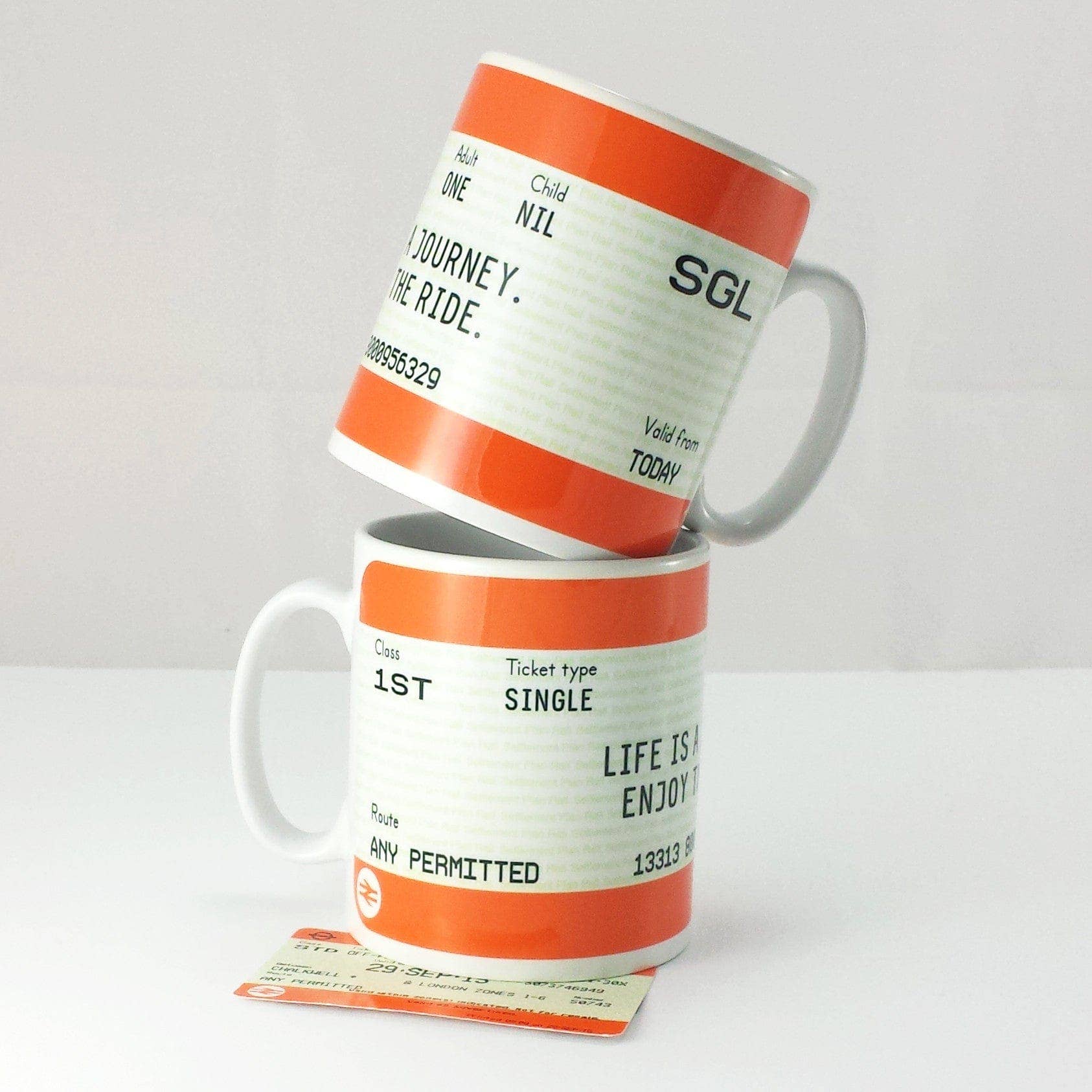 Of Life & Lemons - Wholesale Coffee Mug - 'Life is a Journey' Train Ticket Mug2