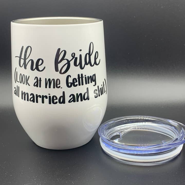 Stemless Wine - The Bride voor wholesale door tinted pearl DESIGNS