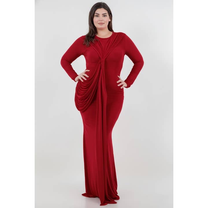 PLUS DRAPED GODDESS MAXI DRESS for wholesale by Esmeray Clothing