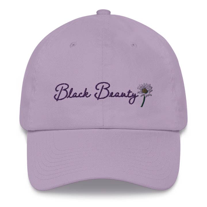 Hand-Dyed Black Beauty Signature Embroidered Baseball Cap for wholesale by Jurnfern Art, LLC