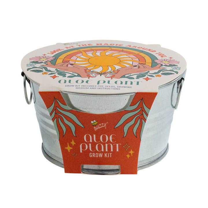 Buzzy, Inc. - Wholesale Plant Seeds - Buzzy Seeds Mini Galvanized Basin - Aloe Plant Grow Kit