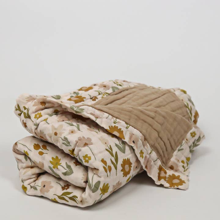 Almond Bud - Wholesale Quilt - Kids & Baby - Organic Cotton Daisy Meadow Muslin Quilt | Baby Quilt 2