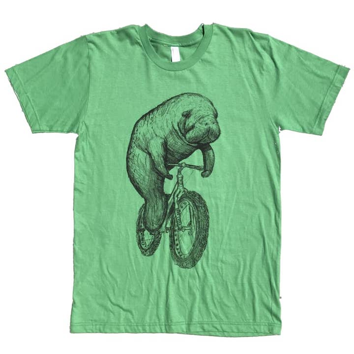 Dark Cycle Clothing - Wholesale Screen Printed T-Shirt - Men's - Manatee on a Fat Tire Bike Men's T-Shirt