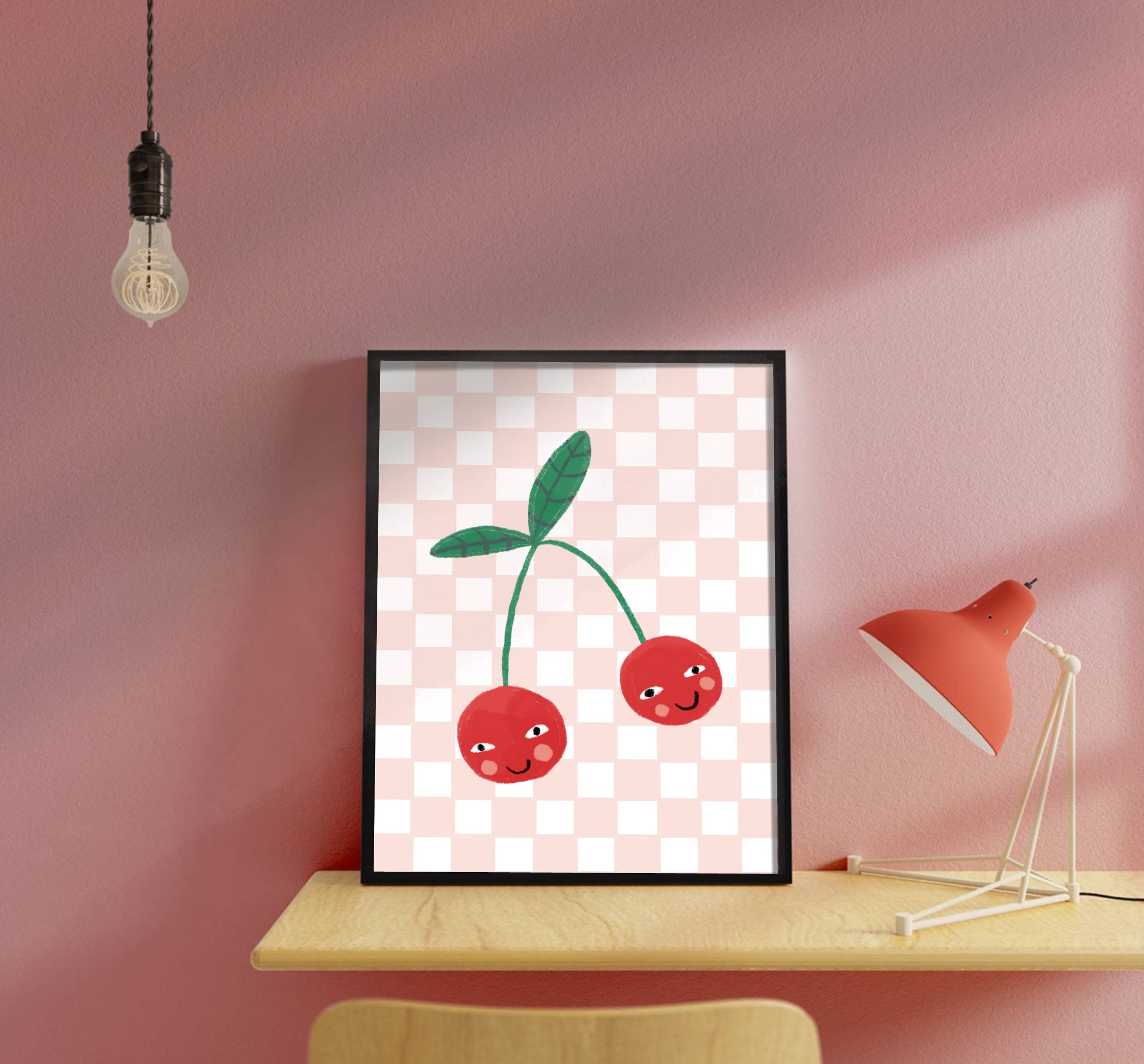 Kate Fox Design – Engroshandel Kunsttryk – Kirsebærsmil, Kunsttryk, Børneværelse, Lys, Farverigt2
