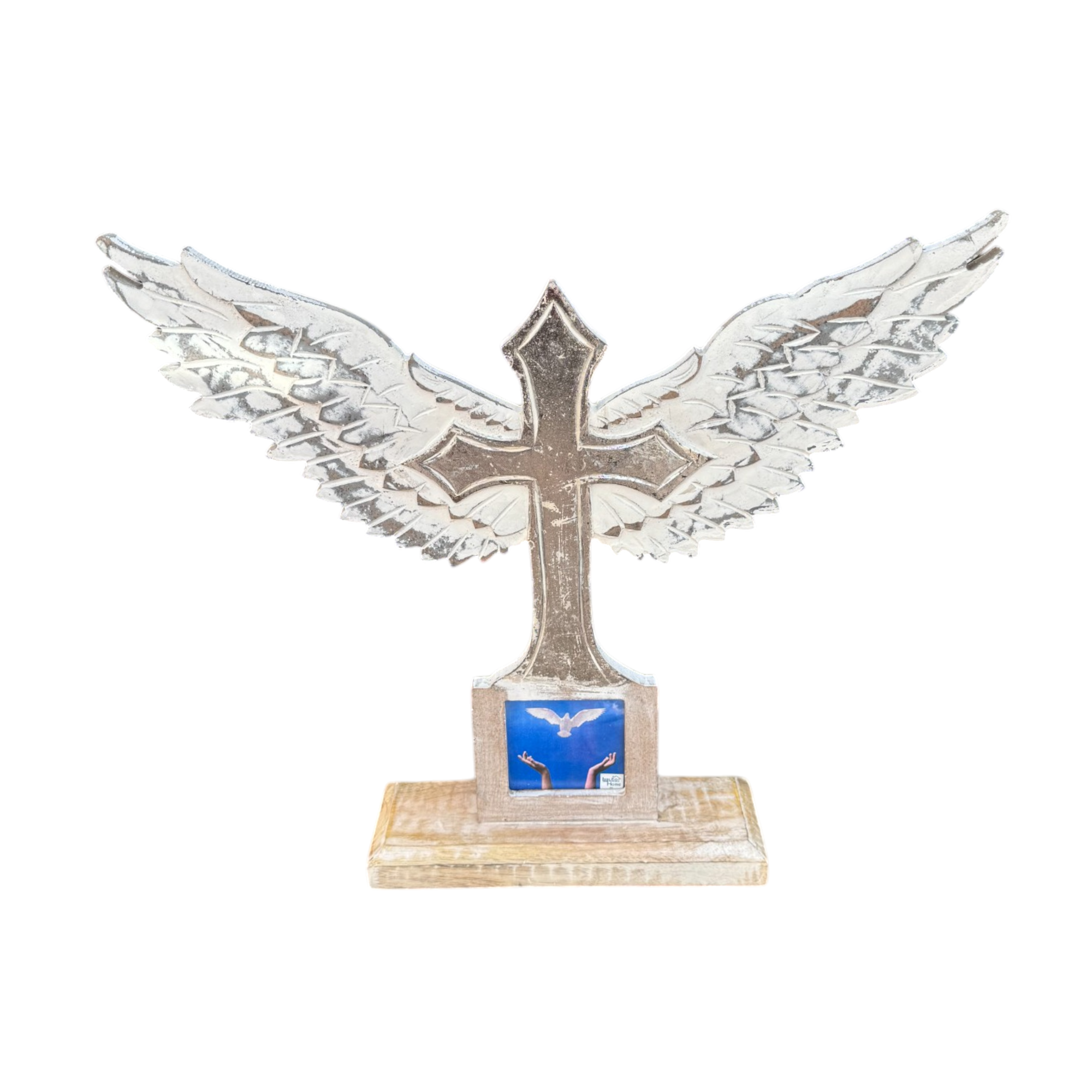 Wilco Home - Wholesale Wall Cross - Carved Wood Memorial Cross with Angel Wings and Photo Frame6
