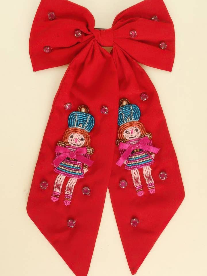 Christmas Nutcracker Dame Bow Barrette Hair Clip for wholesale by CC Wholesale Clothing