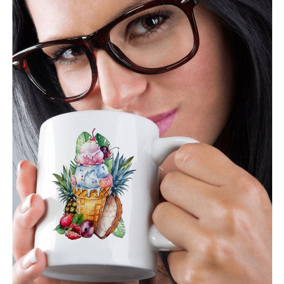 3dRose - Wholesale Coffee Mug - 3dRose, Tropical Ice Cream Cone Illustration, Mug9
