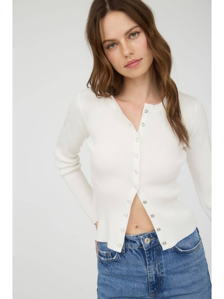 The Workshop Studio - Vente Cardigan – femme - GILET EN MAILLE À COL ROND AVEC BOUTONS-PRESSION49