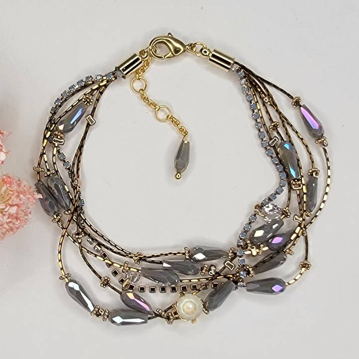 Pulsera de perlas de múltiples capas hecha a mano para venta al por mayor de BETTYOH INC