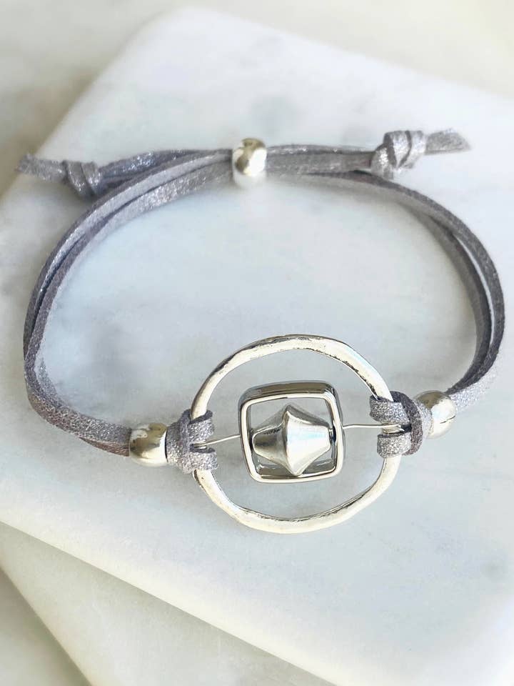 Silver Microsuede & Circle Bracelet for wholesale by Dajana Design