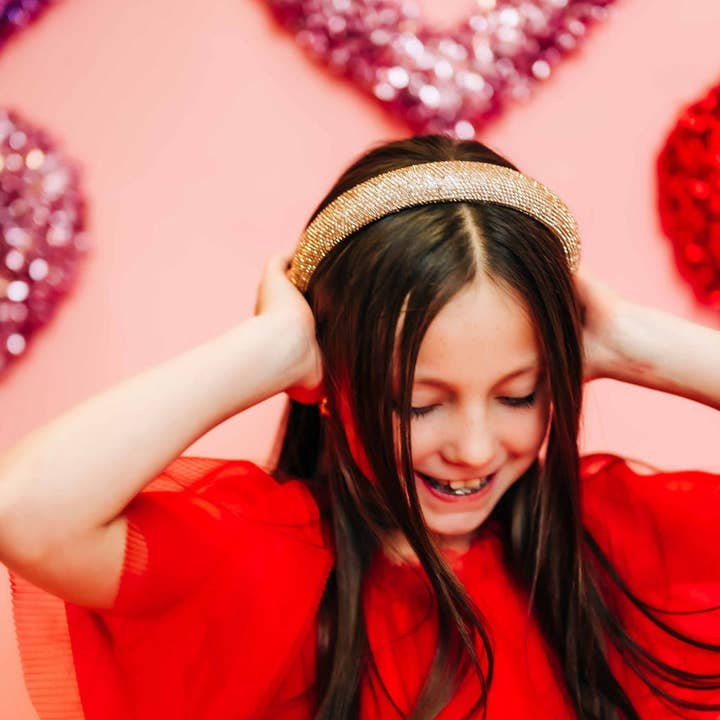 Roséguldfärgat glittrigt hårband för wholesale av Gussy Up Bow Co