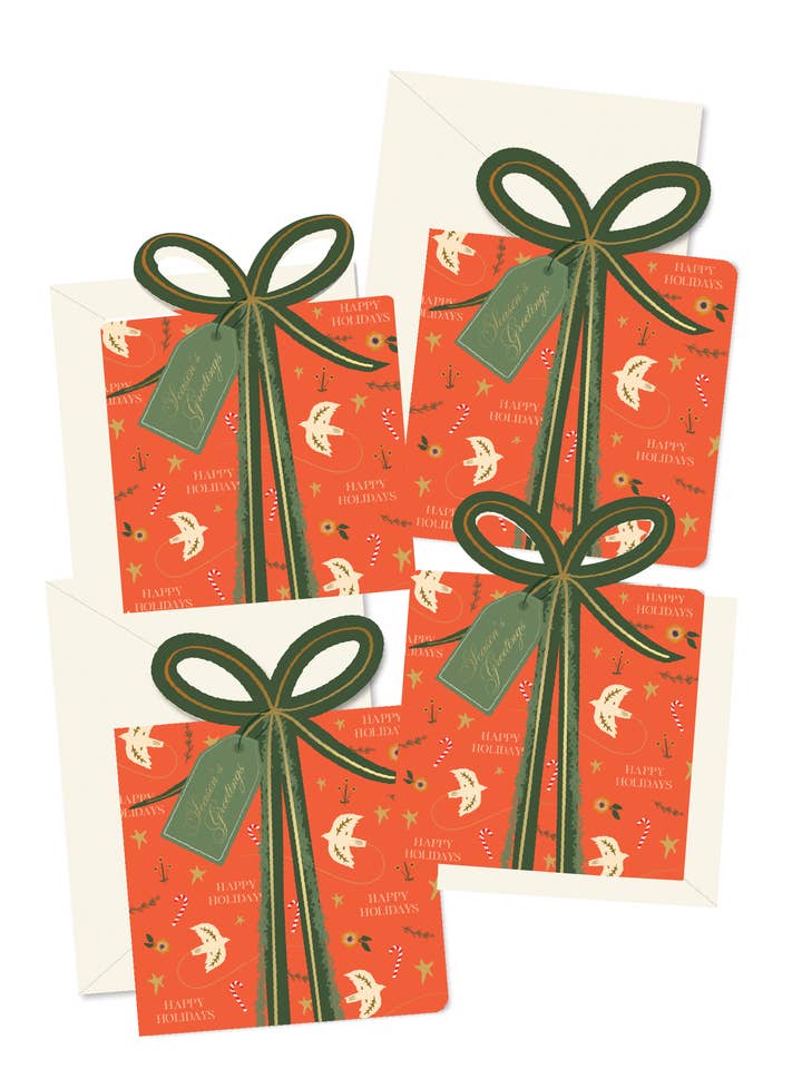 Holiday Red Gift die-cut Greeting Card Boxed Set for wholesale by Ginger P. Designs