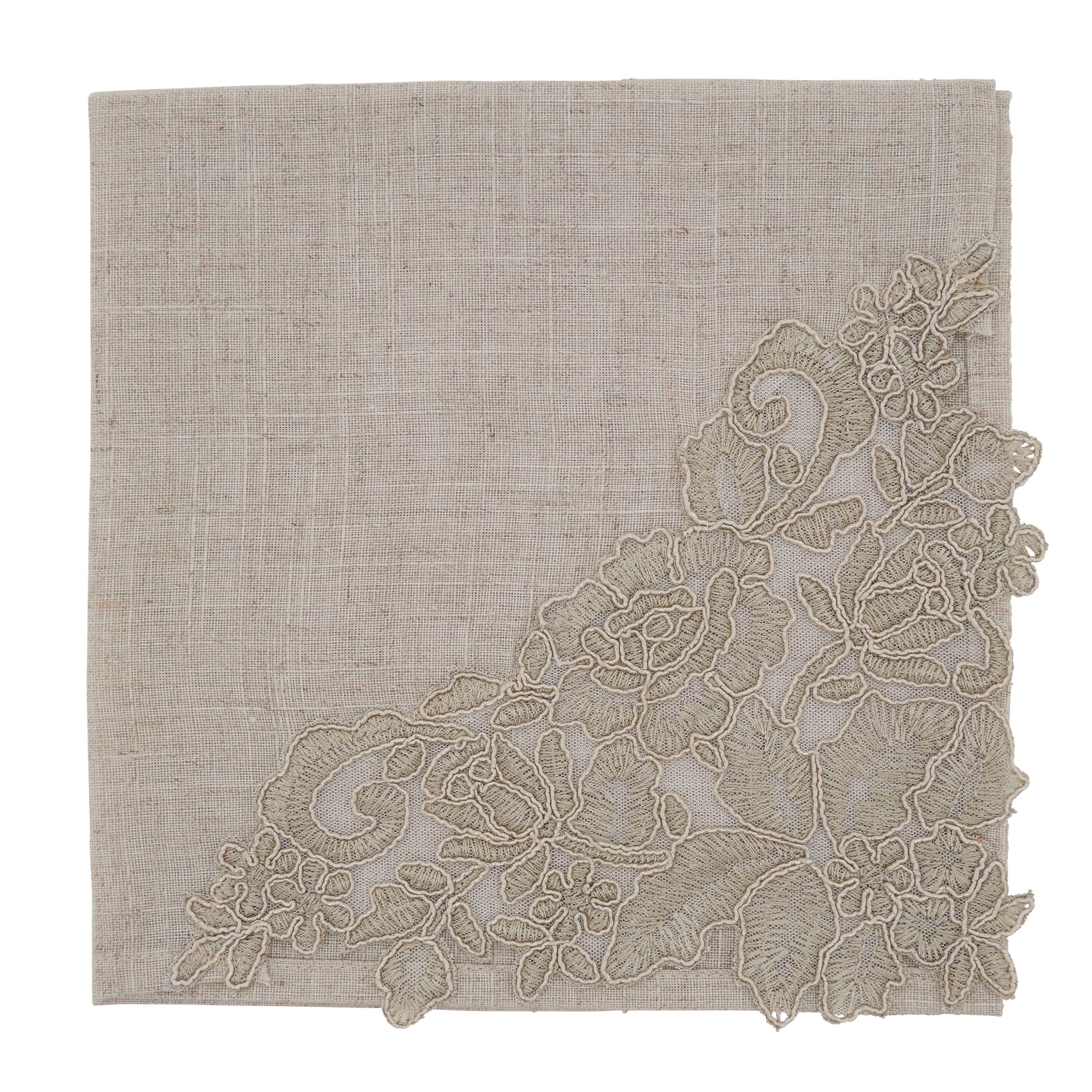 Natural Lace and Embr'd 20"x20" Napkin+14"x20" Plcmt-Set of 2 for wholesale on Faire2