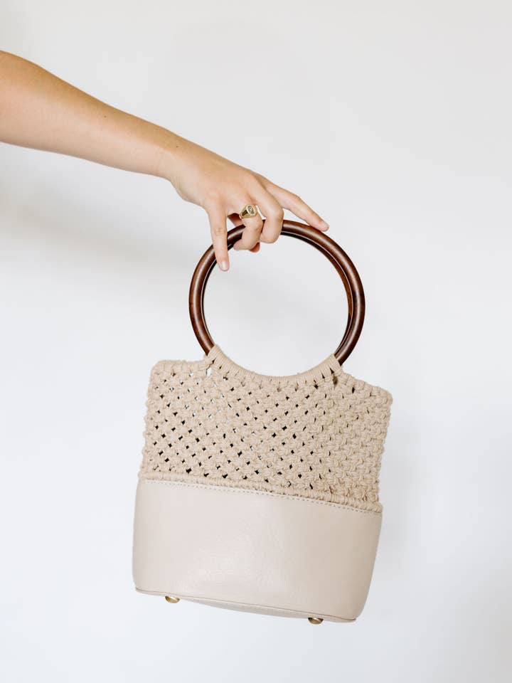 Amelia Crochet Leather Bag: Elaine Lewis Brand for wholesale by Gyal Bashy