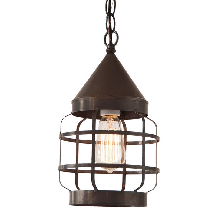 Round Hanging Strap Light in Kettle Black for wholesale by Irvin's Tinware