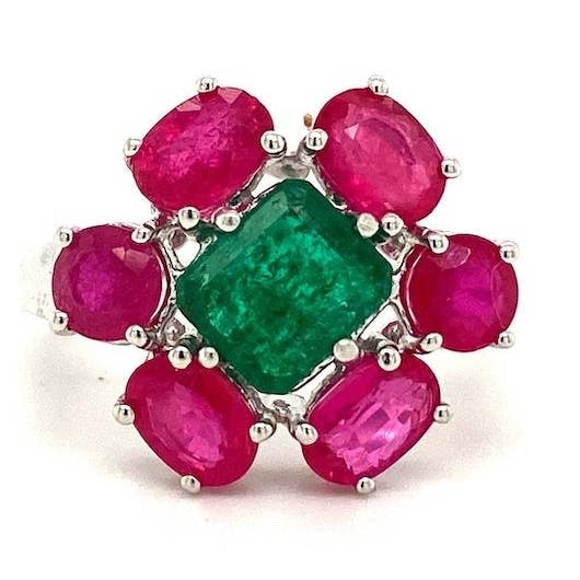 Multi farve sten Ring i 925 Sterling sølv - KSR 17463 for engroshandel hos Kotawala Jewels