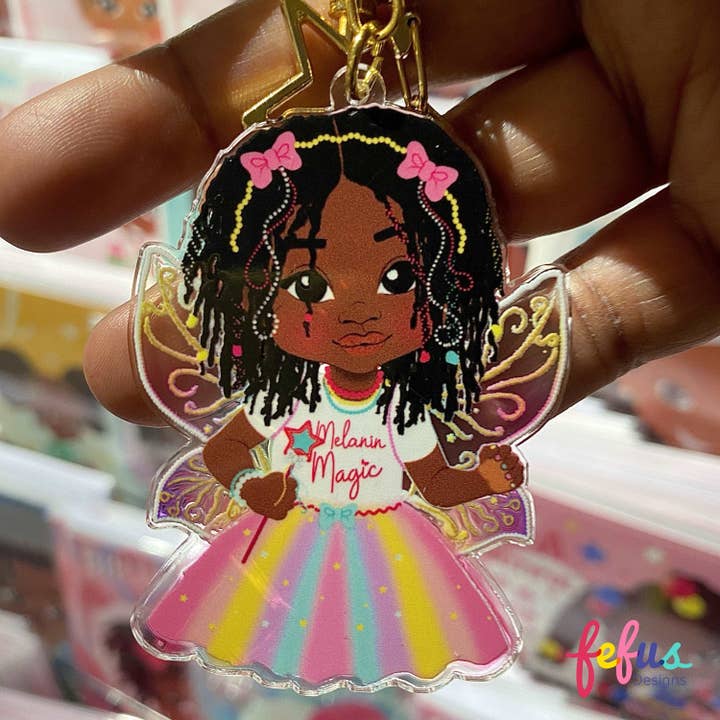 Ariyonna Rasta Fairy Magic Keyring – Empowering Kids with Joyful Diversity! Perfect Bag Charm Gift | Fefus Designs for wholesale by Fefus Designs