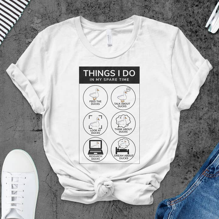 T-shirt Funny Duck Lover, T-shirt unisexe Duck Enthusiast, Chemise Duck Obsession Humor pour la vente par FreakyTeeFactory